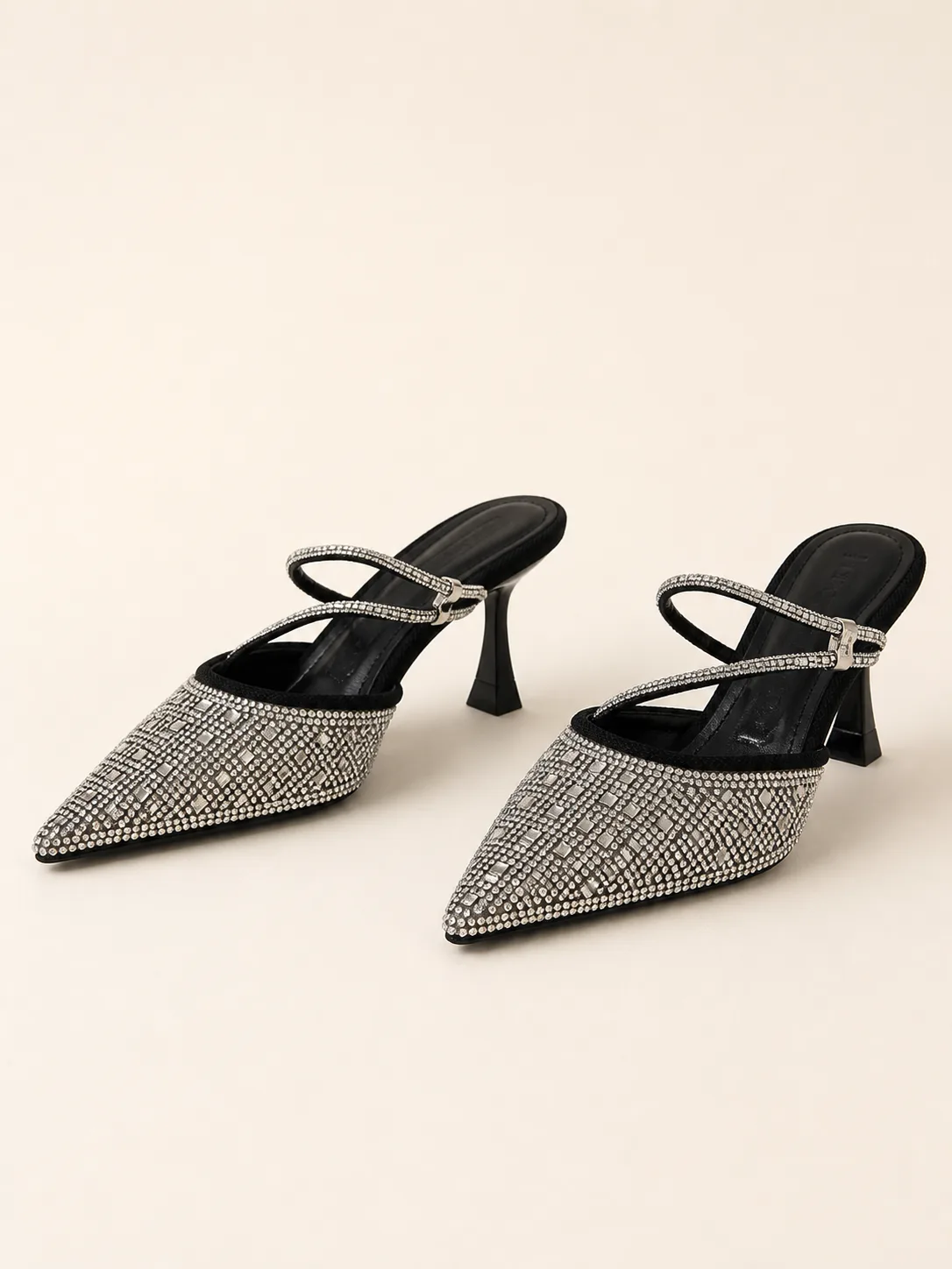 BLACK CRYSTAL EMBELLISHED POINTED MULES PRODUCT33