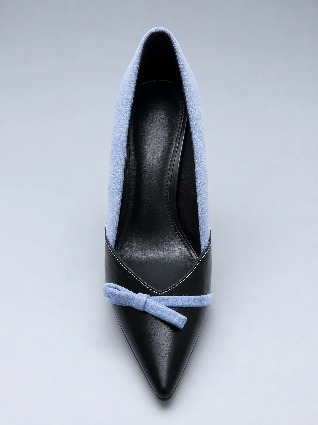 BLACK BLUE TWO TONE BOW POINTED PUMPS PRODUCT122