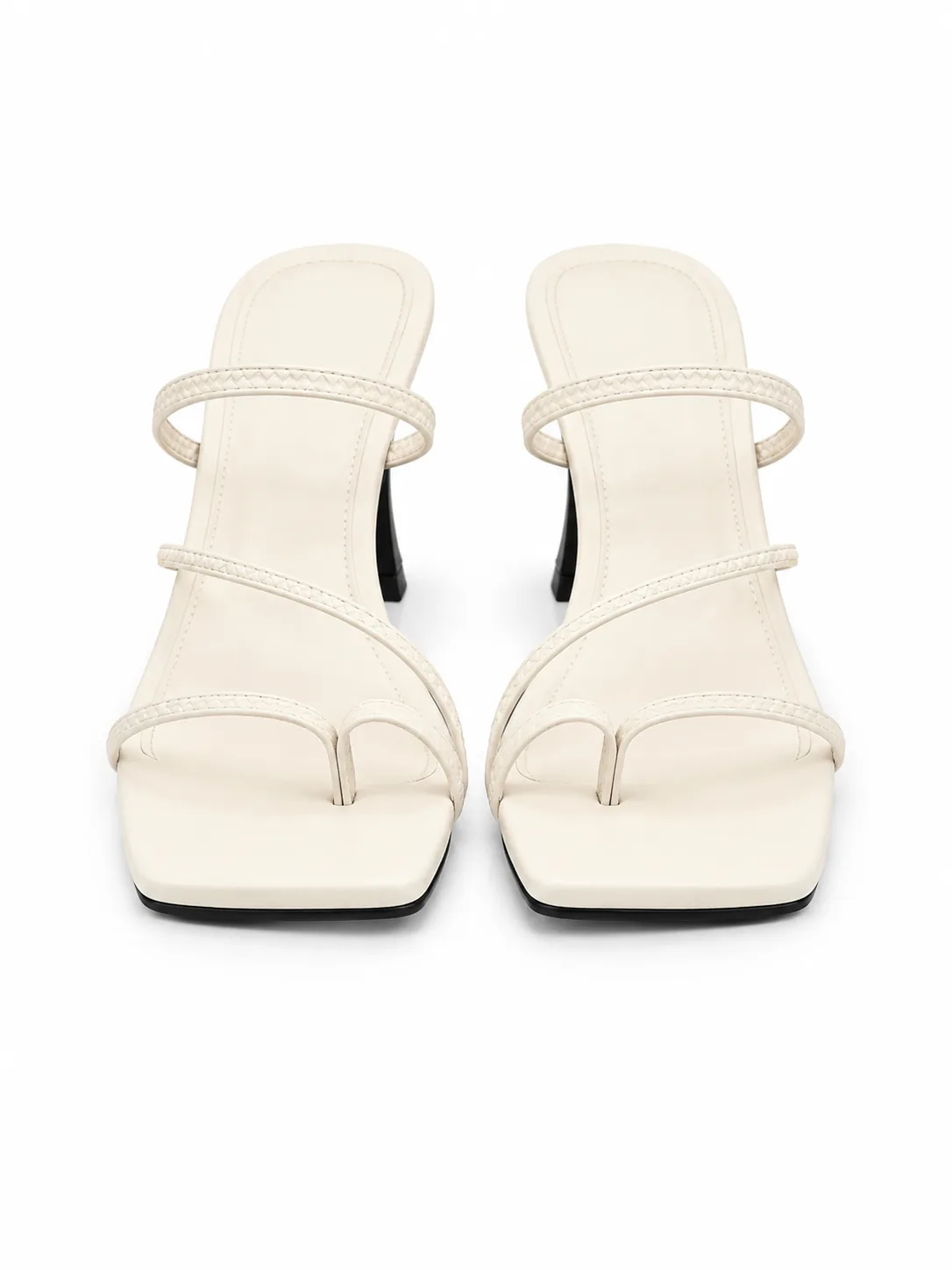 WHITE MULTI STRAP FLARED HEEL MULES 220 — photo 1