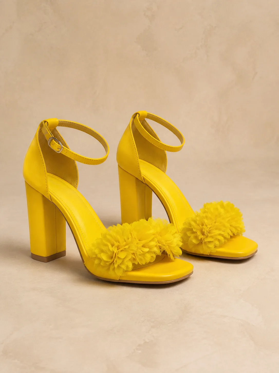 YELLOW PATENT RUFFLE FLOWER SANDALS PRODUCT305