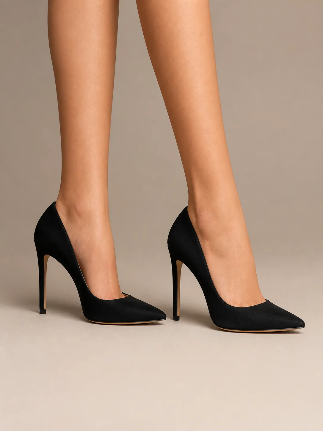 BLACK SUEDE V VAMP STILETTO PUMPS PRODUCT158 — photo 1
