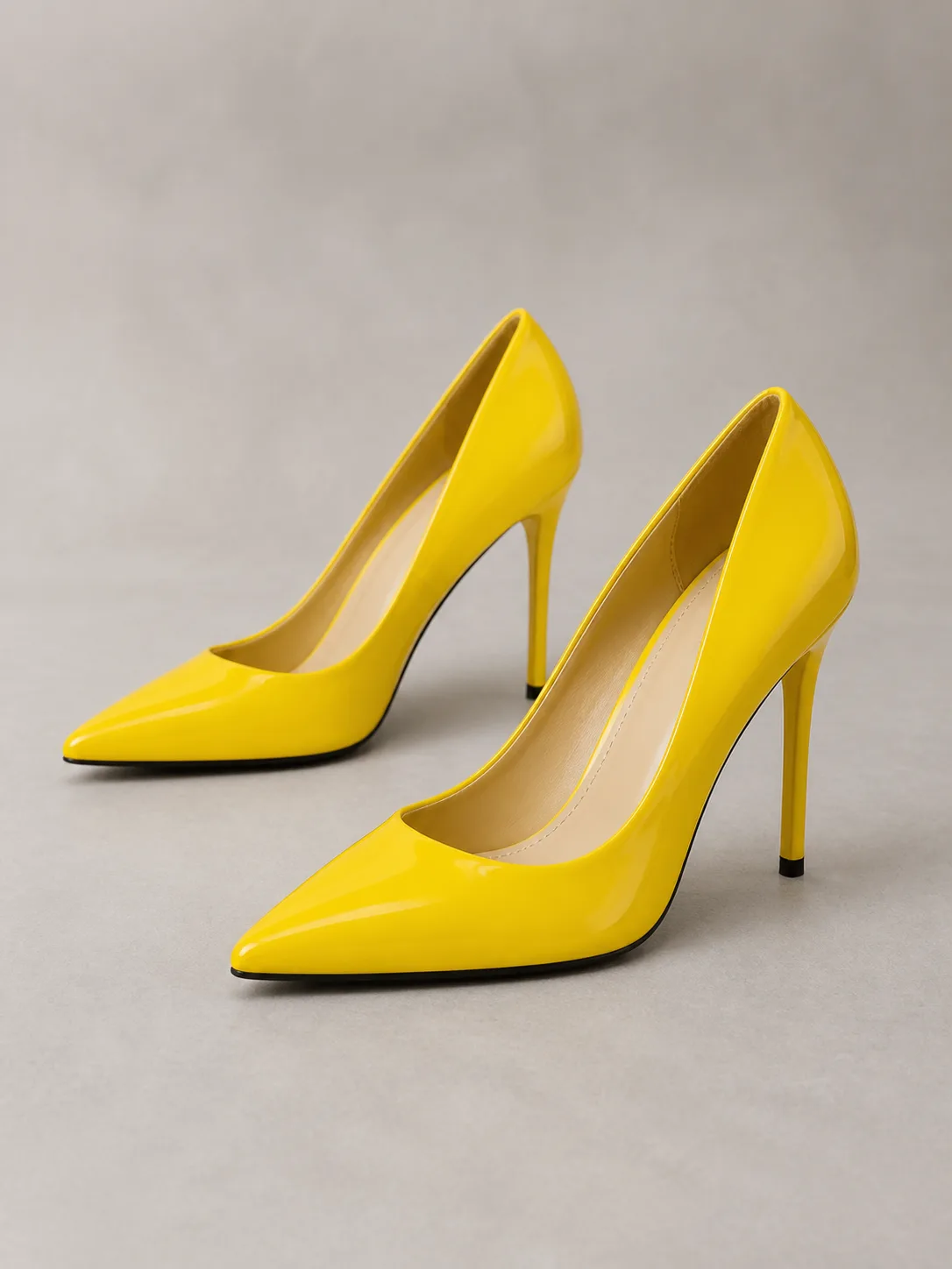 YELLOW PATENT POINTED STILETTO PUMPS PRODUCT80