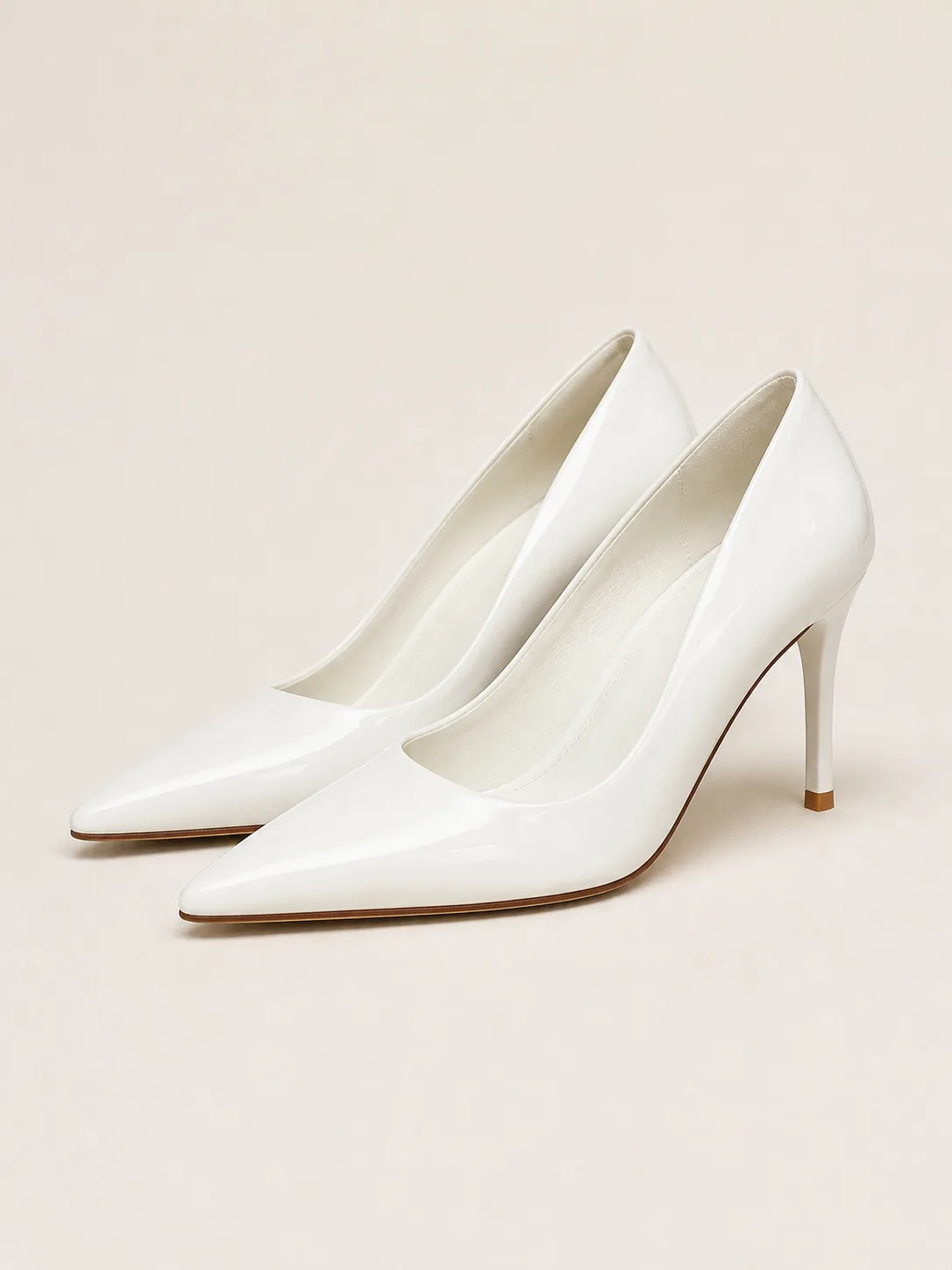 WHITE PATENT POINTED STILETTO PUMPS PRODUCT75