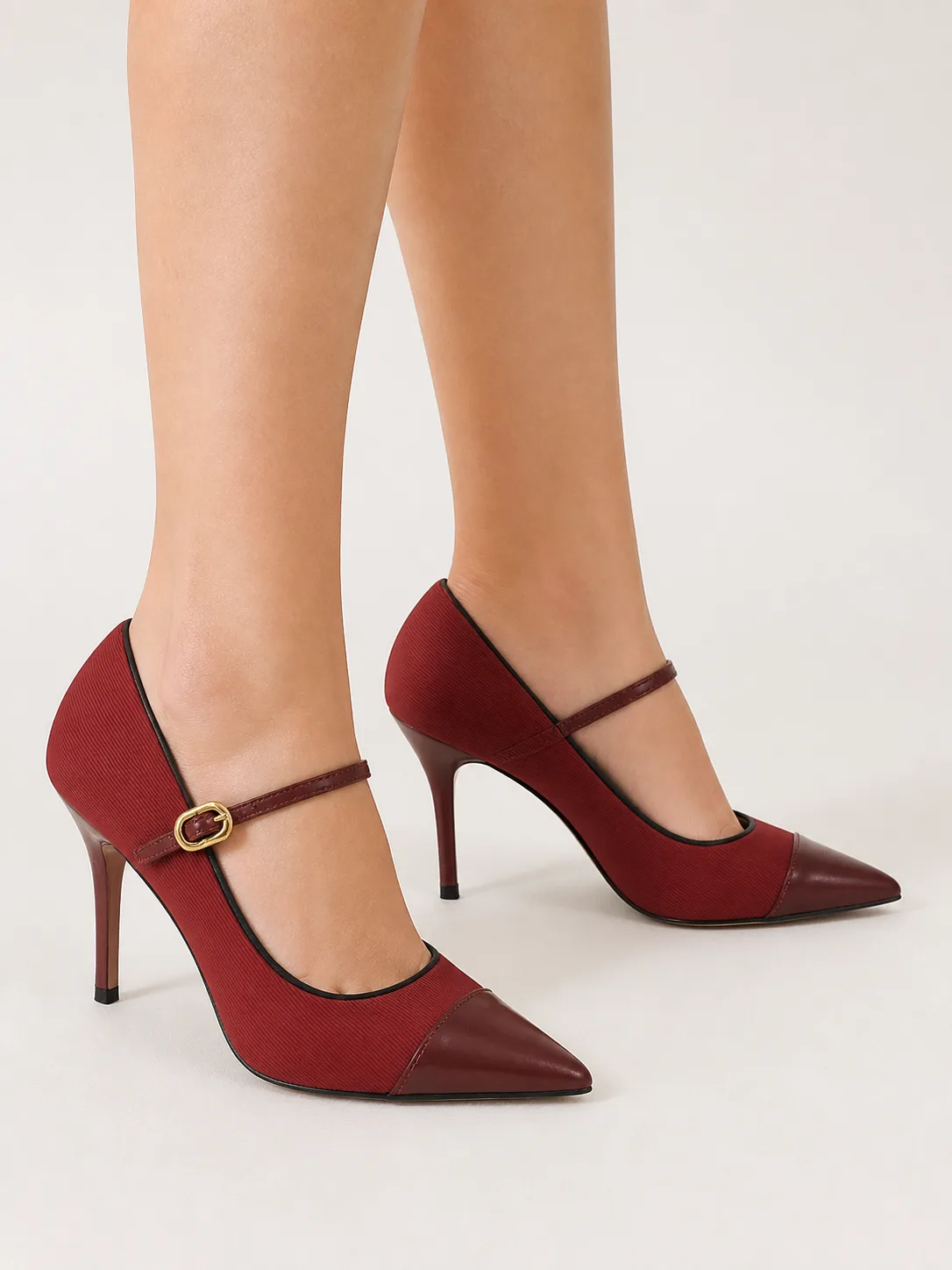 MAROON CAP TOE MARY JANE STILETTO PUMPS PRODUCT65 — photo 1