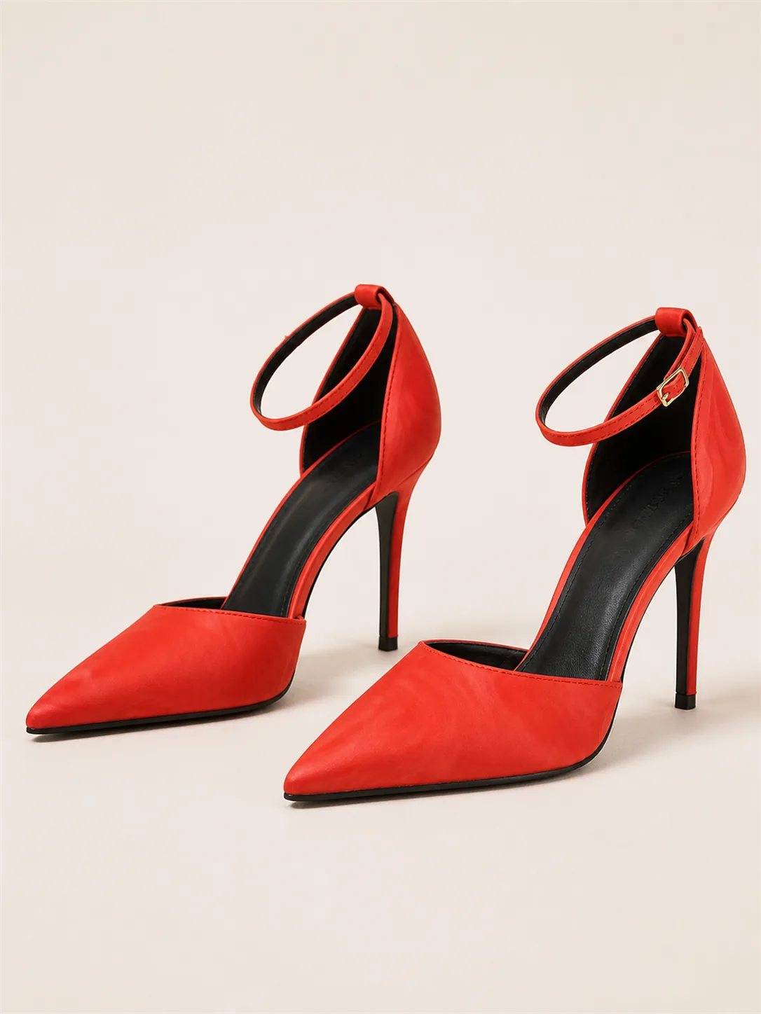 RED SATIN ANKLE STRAP STILETTO PUMPS PRODUCT34