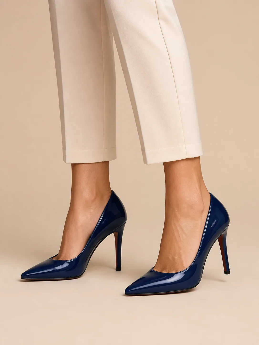 NAVY PATENT POINTED STILETTO COURTS PRODUCT265 — photo 1