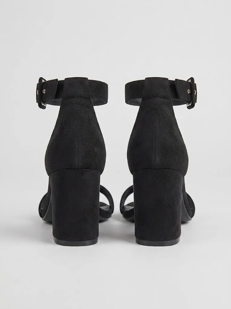 BLACK SUEDE LOW BLOCK HEEL SANDALS 4210 — photo 1