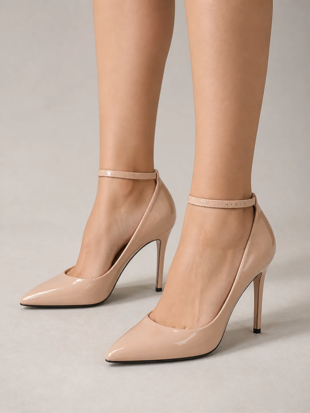 NUDE PATENT ANKLE LOOP STILETTO PUMPS PRODUCT81 — photo 1