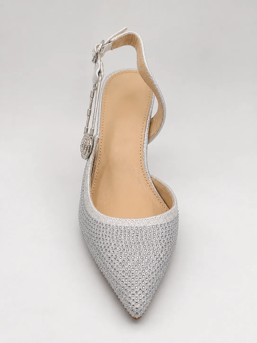 SILVER CRYSTAL POINTED SLINGBACK PUMPS PRODUCT125B