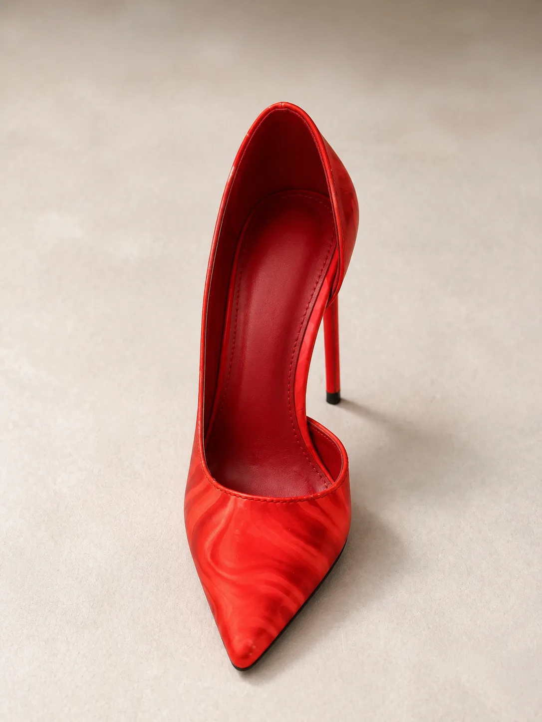 RED SATIN POINTED STILETTO COURT HEELS PRODUCT128B