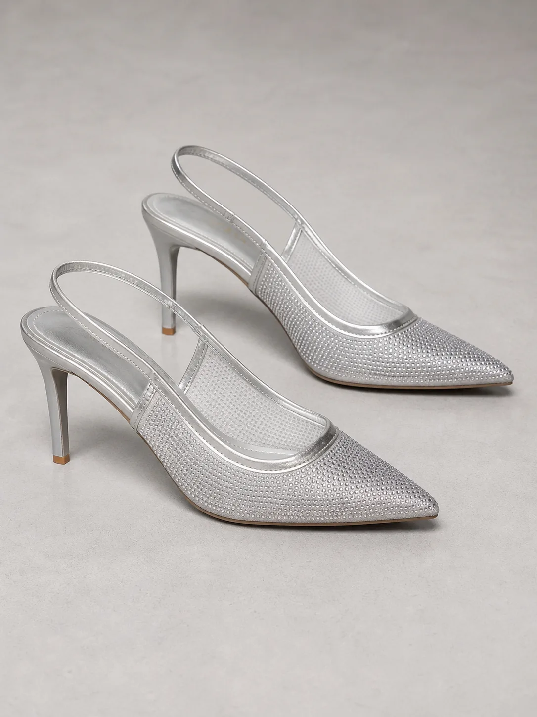 SILVER CRYSTAL CLEAR PANEL SLINGBACK HEELS PRODUCT27