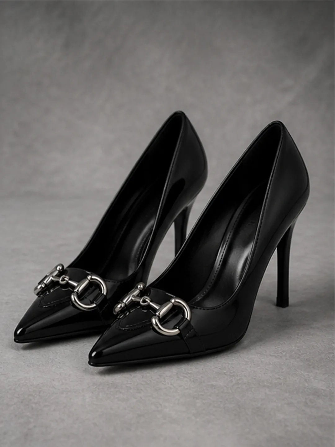 BLACK PATENT HORSEBIT STILETTO PUMPS PRODUCT13