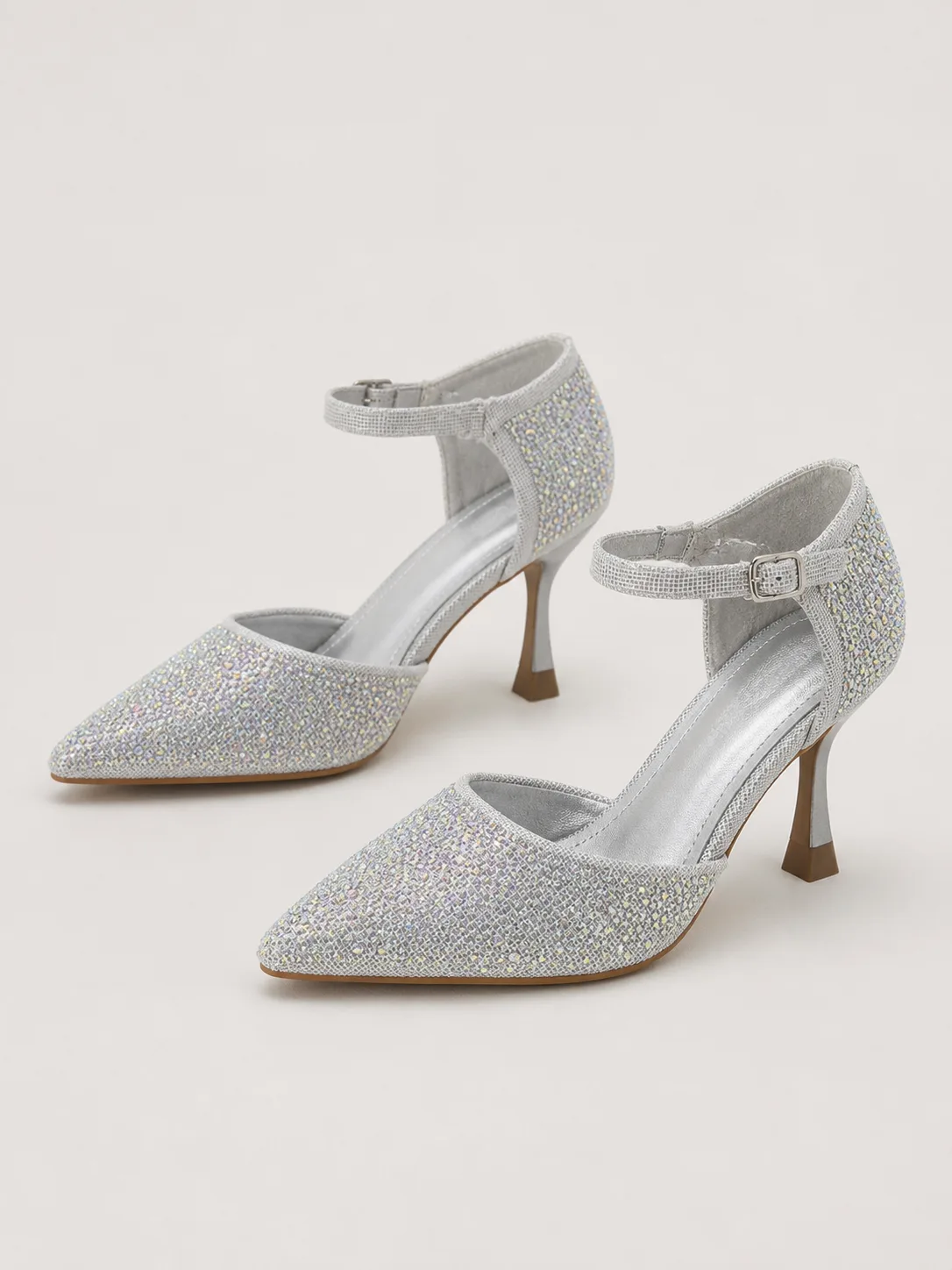 SILVER CRYSTAL ANKLE STRAP STILETTO PUMPS PRODUCT28