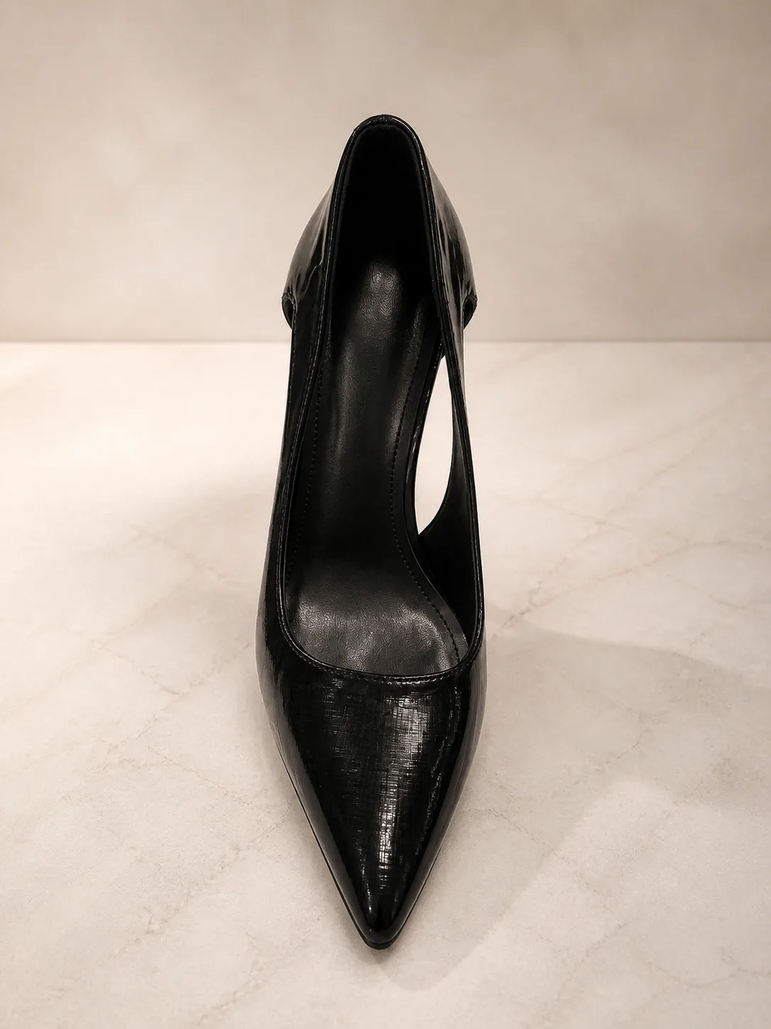 BLACK PATENT POINTED D ORSAY COURT SHOES PRODUCT181