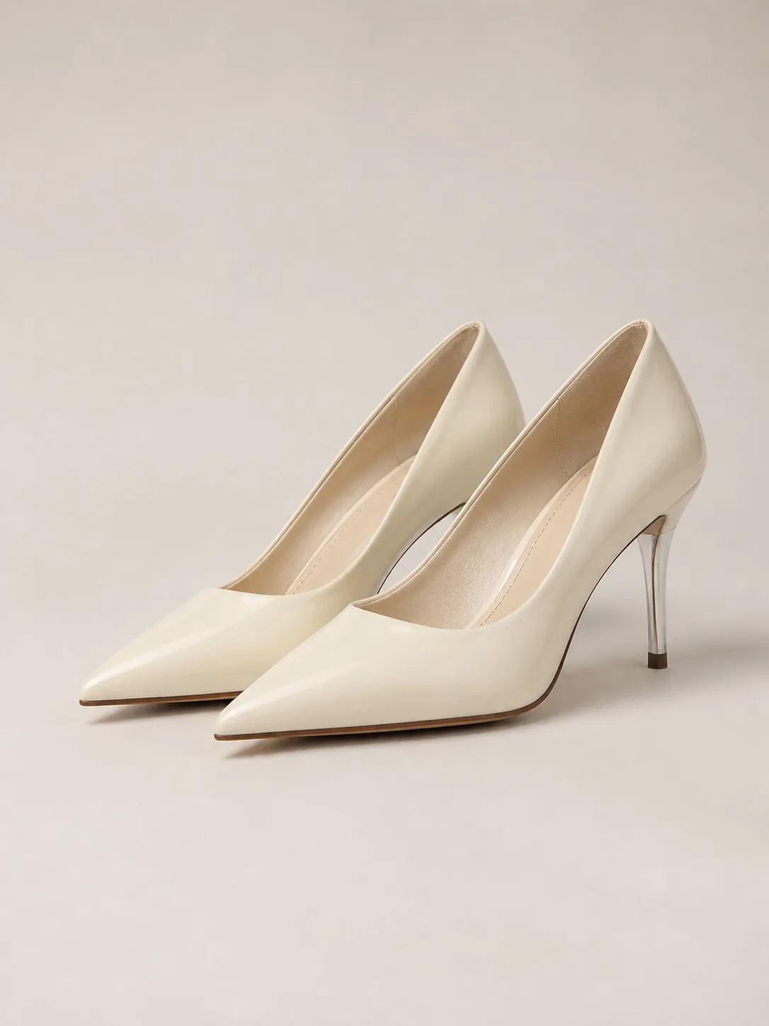 IVORY GOLD HEEL POINTED STILETTO PUMPS PRODUCT52
