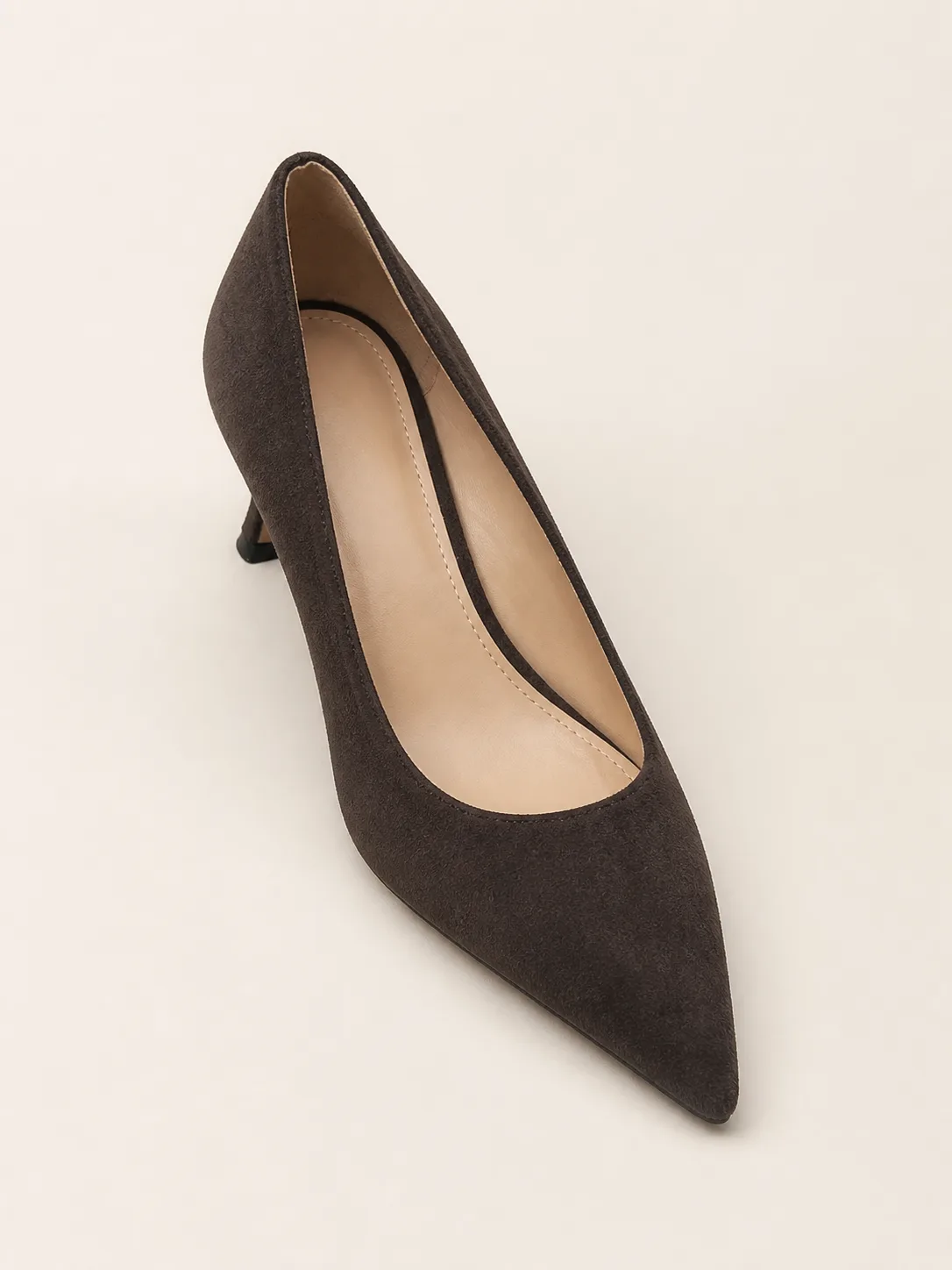DARK BROWN SUEDE POINTED KITTEN PUMPS PRODUCT125