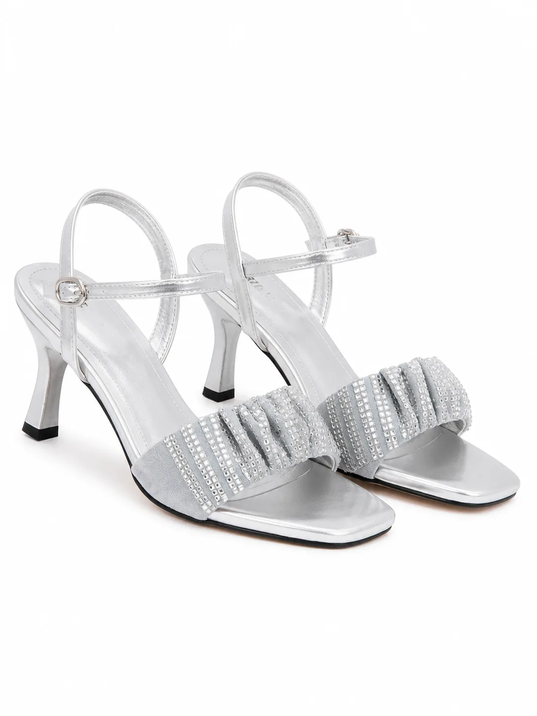 SILVER RUCHED BAND SLINGBACK SANDALS 219 — photo 1