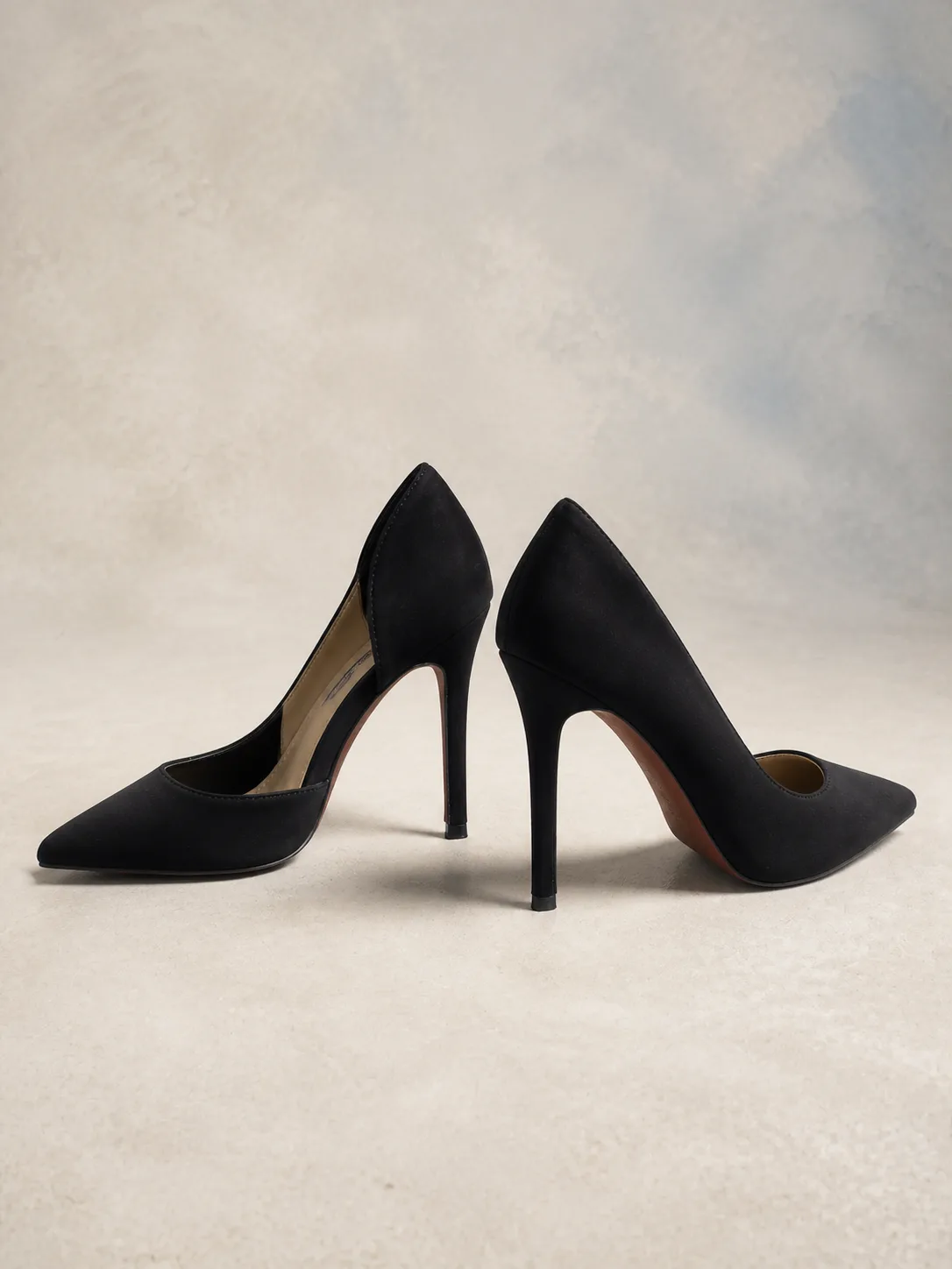 BLACK SATIN POINTED STILETTO COURTS PRODUCT145 — photo 1