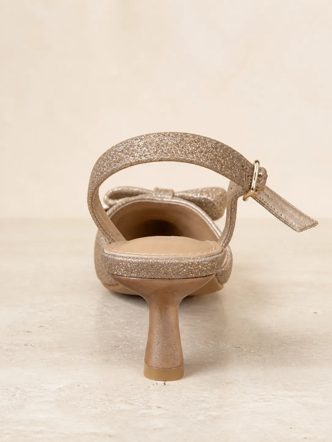 GOLD GLITTER CRYSTAL BOW SLINGBACKS PRODUCT292 — photo 1