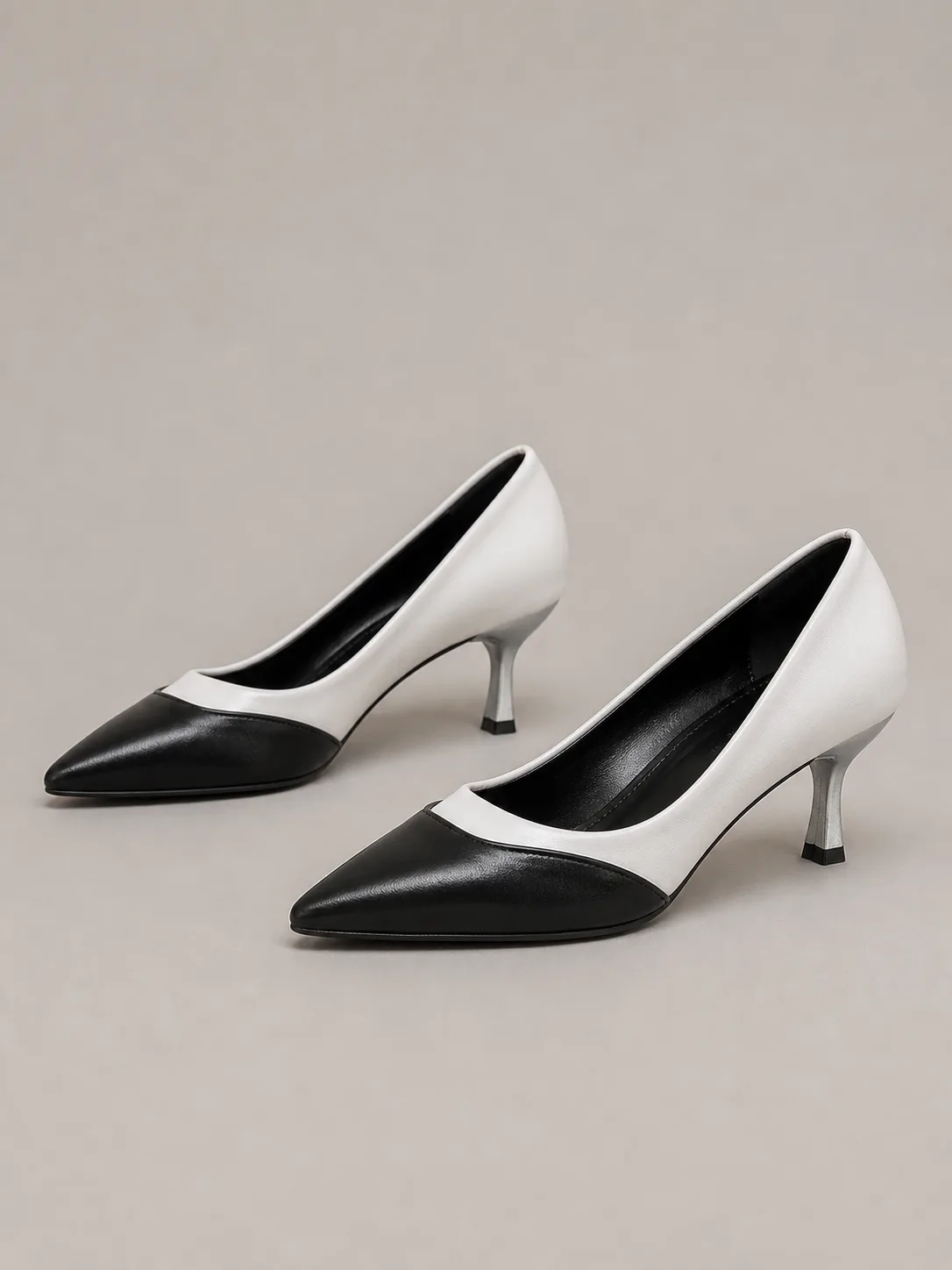 WHITE BLACK TOE CAP KITTEN COURTS PRODUCT272