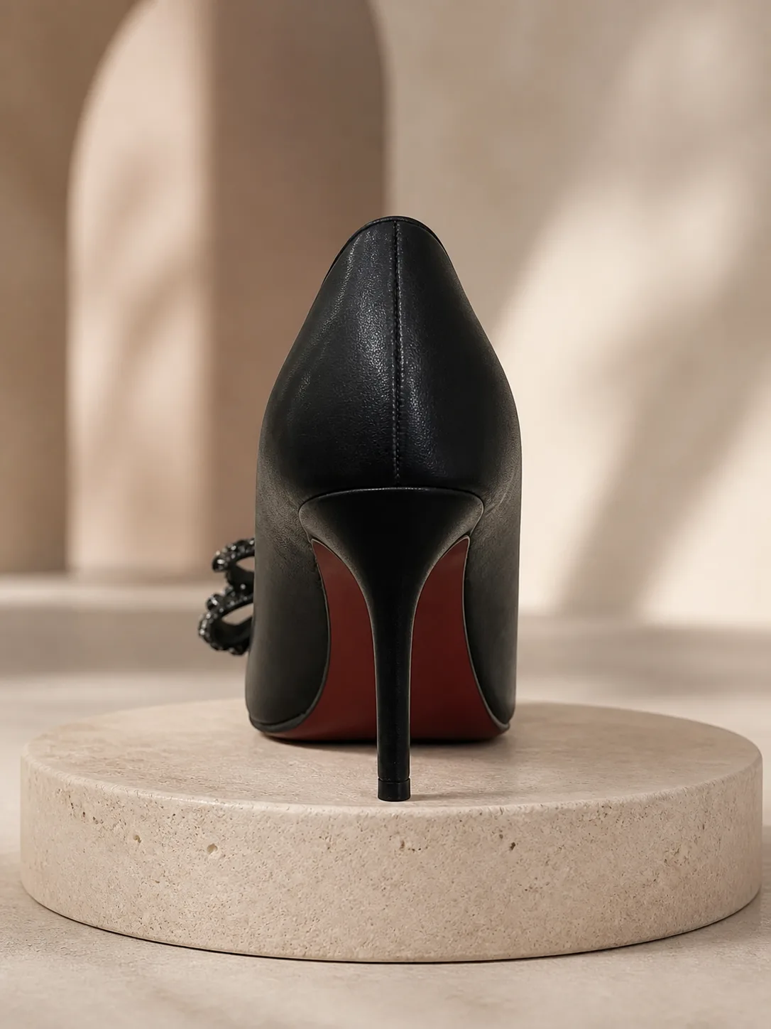 BLACK BEADED BOW POINTED PUMPS PRODUCT269 — photo 1
