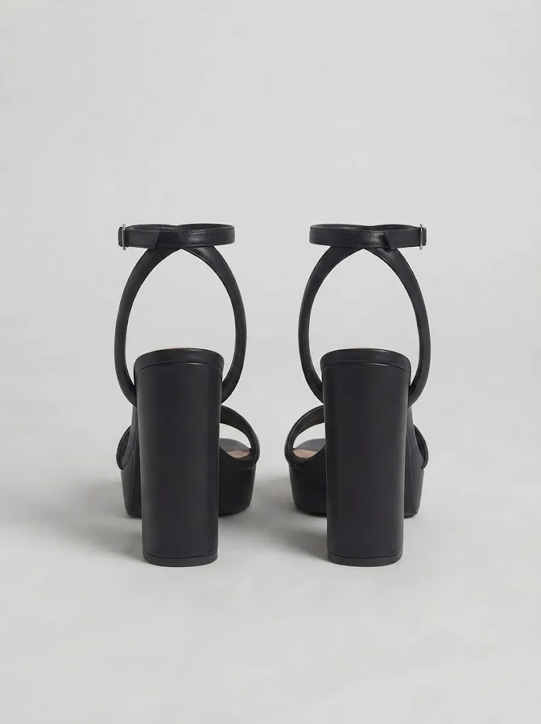 BLACK WIDE BAND PLATFORM SANDALS 414 — photo 1