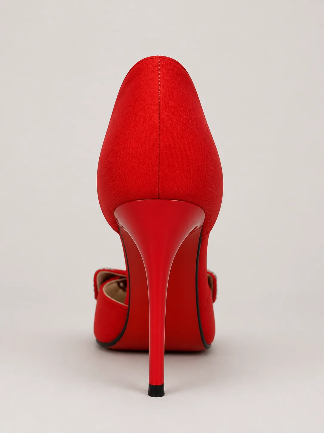 RED SATIN STUDDED BOW POINTED HEELS PRODUCT273 — photo 1