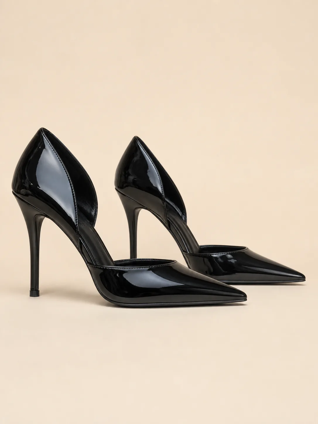 BLACK PATENT D ORSAY STILETTO PUMPS PRODUCT103