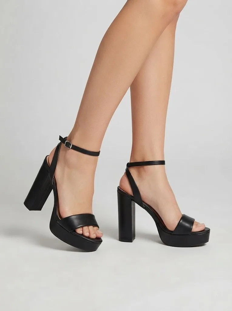 BLACK WIDE BAND PLATFORM SANDALS 414