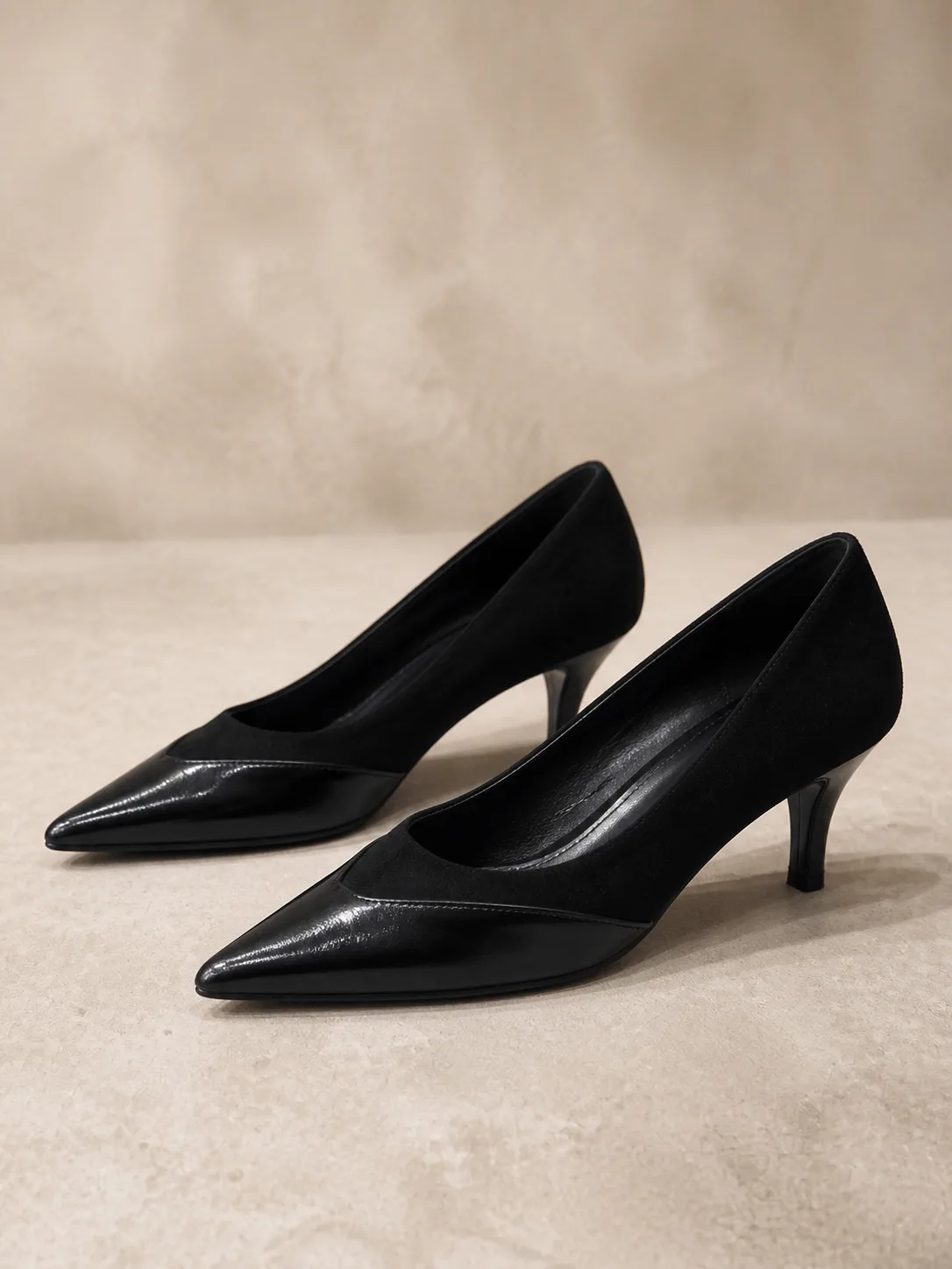 BLACK PATENT CAP-TOE KITTEN HEEL PUMPS PRODUCT8