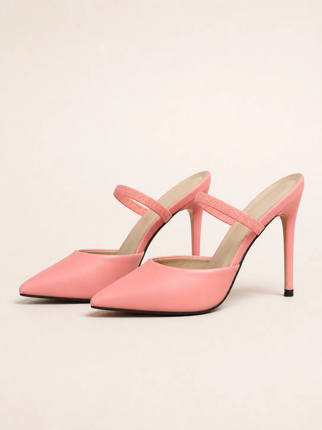 CORAL PINK STRAP POINTED MULES PRODUCT111