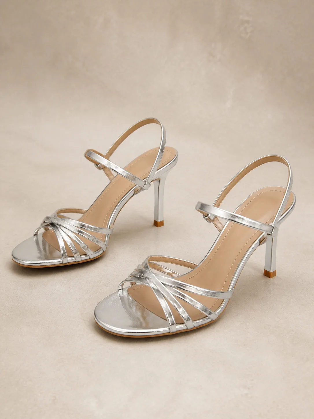 SILVER MULTI STRAND SLINGBACK STILETTOS PRODUCT311