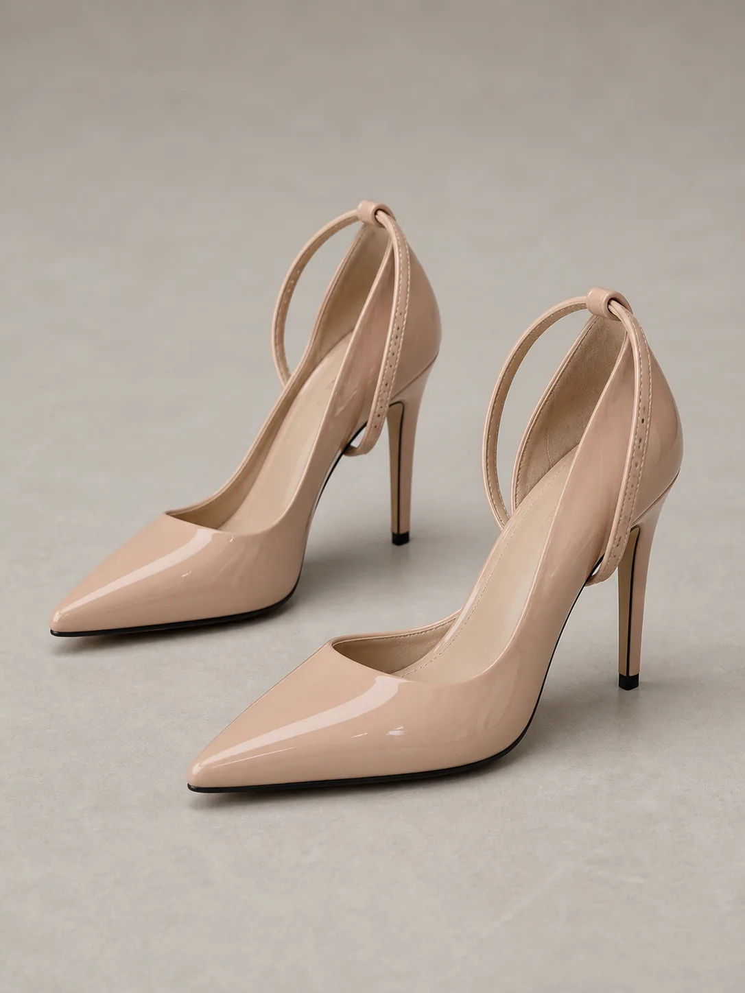 NUDE PATENT ANKLE LOOP STILETTO PUMPS PRODUCT81