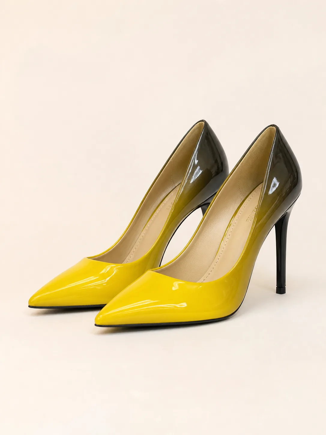 YELLOW GREY OMBRE PATENT STILETTO PUMPS PRODUCT48