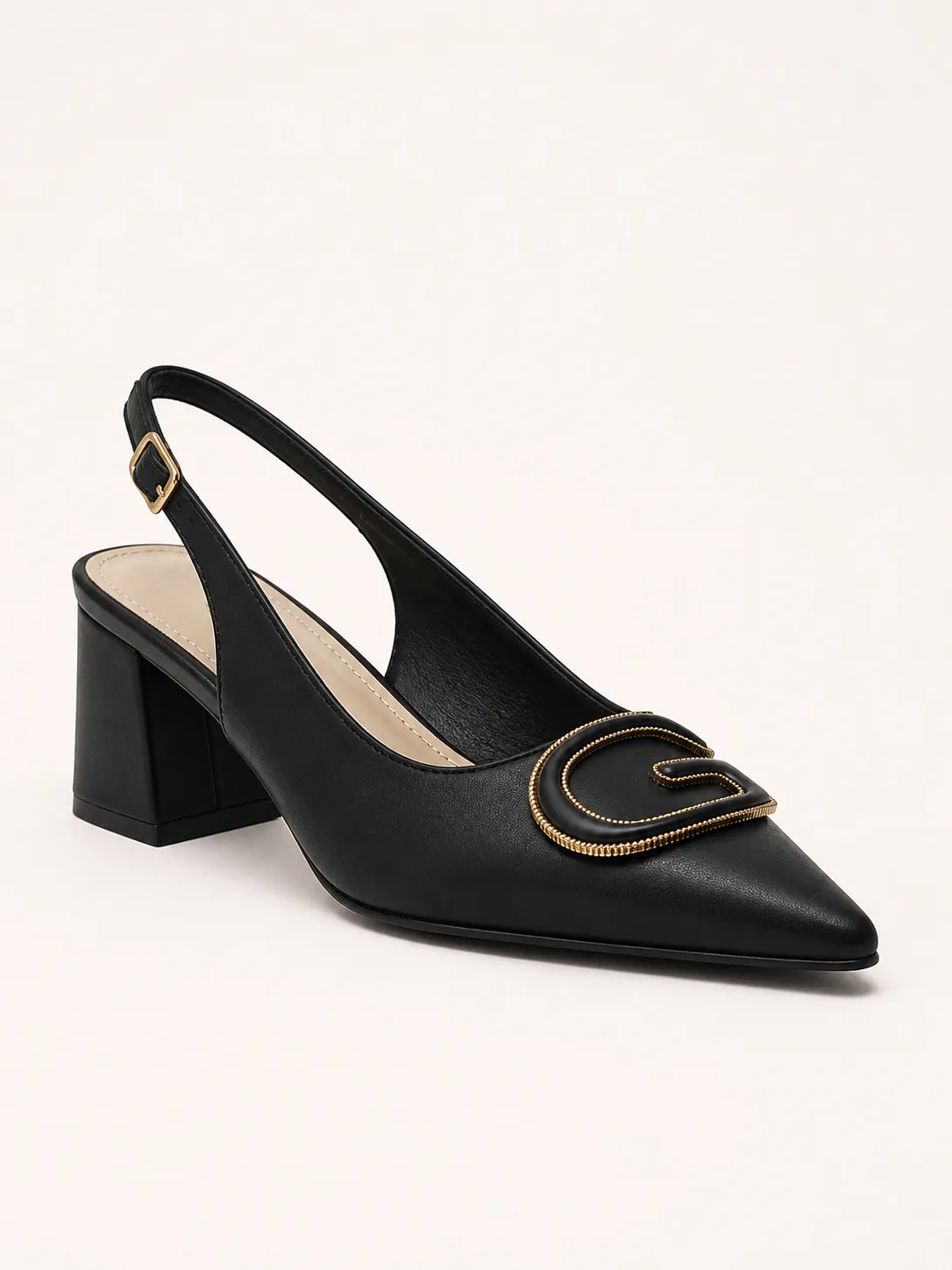 BLACK GOLD RING SLINGBACK BLOCK HEELS PRODUCT39