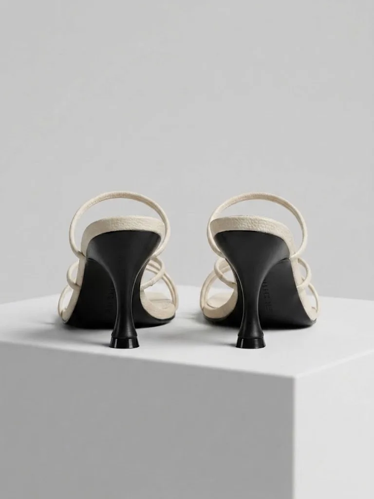 IVORY DOUBLE STRAP FLARED HEEL MULES 203 — photo 1