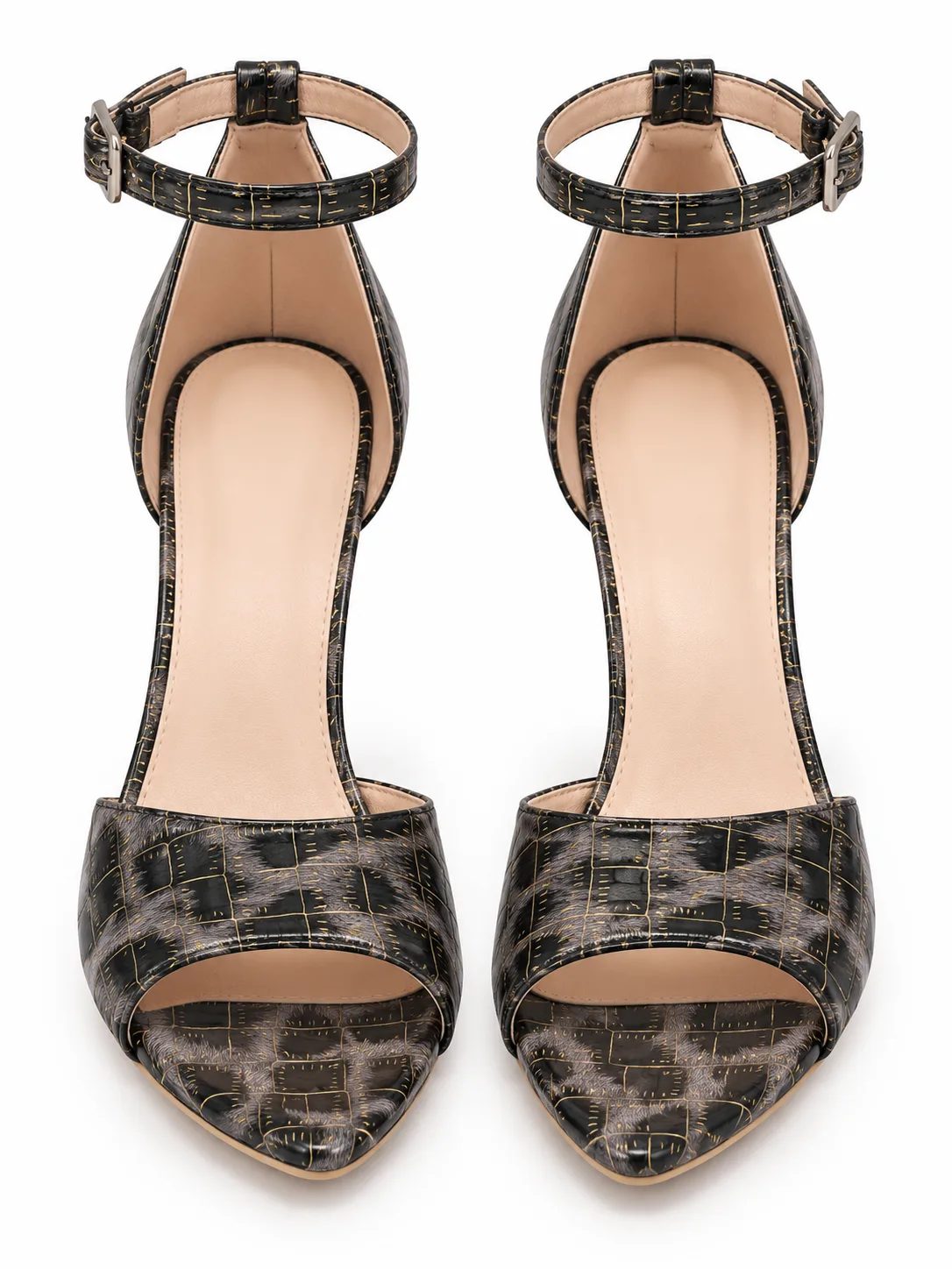 GREY SNAKE PRINT POINTED STILETTO SANDALS 4035 — photo 1
