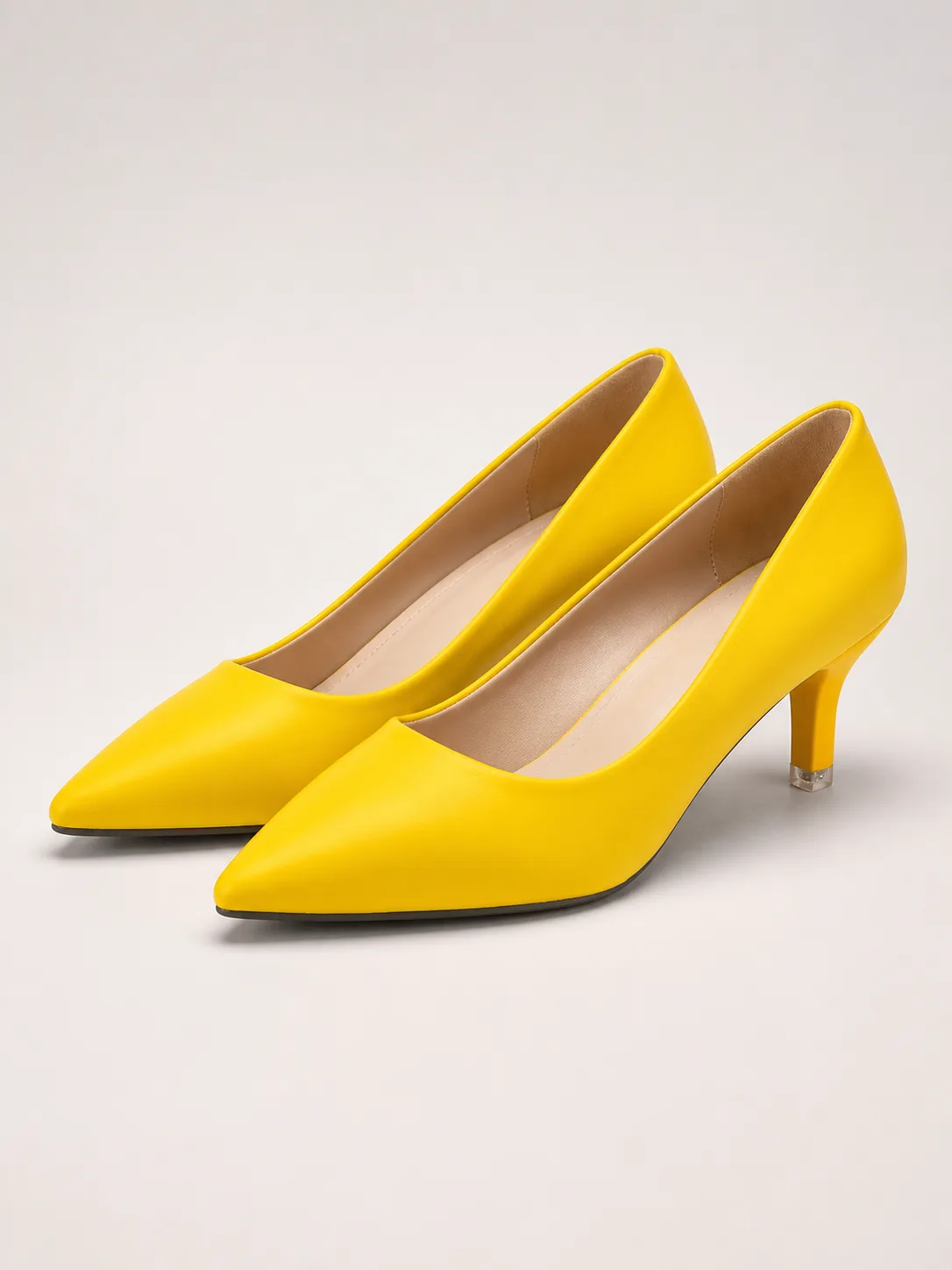 YELLOW POINTED KITTEN HEEL PUMPS PRODUCT127