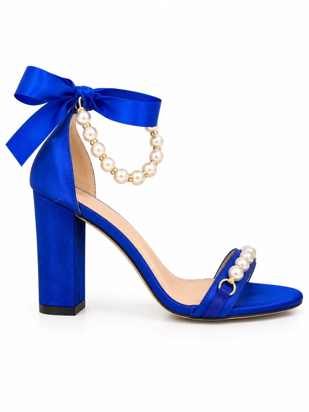 ROYAL BLUE PEARL RIBBON TIE SANDALS 408 — photo 1