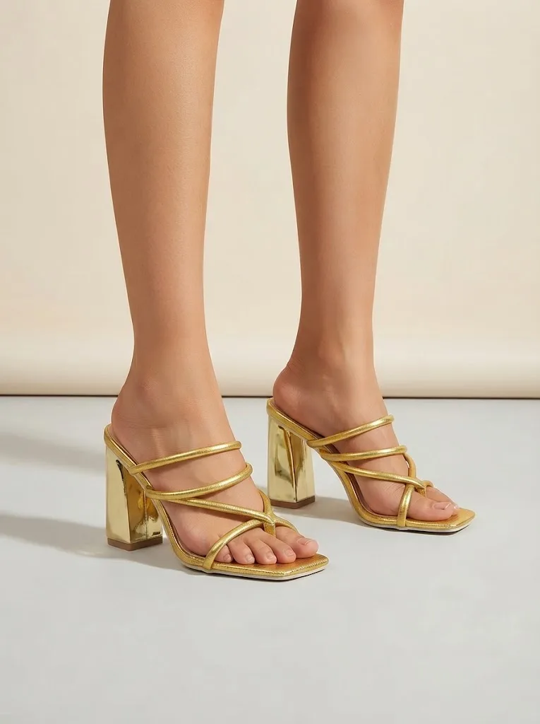 GOLD TOE POST STRAPPY BLOCK MULES 417