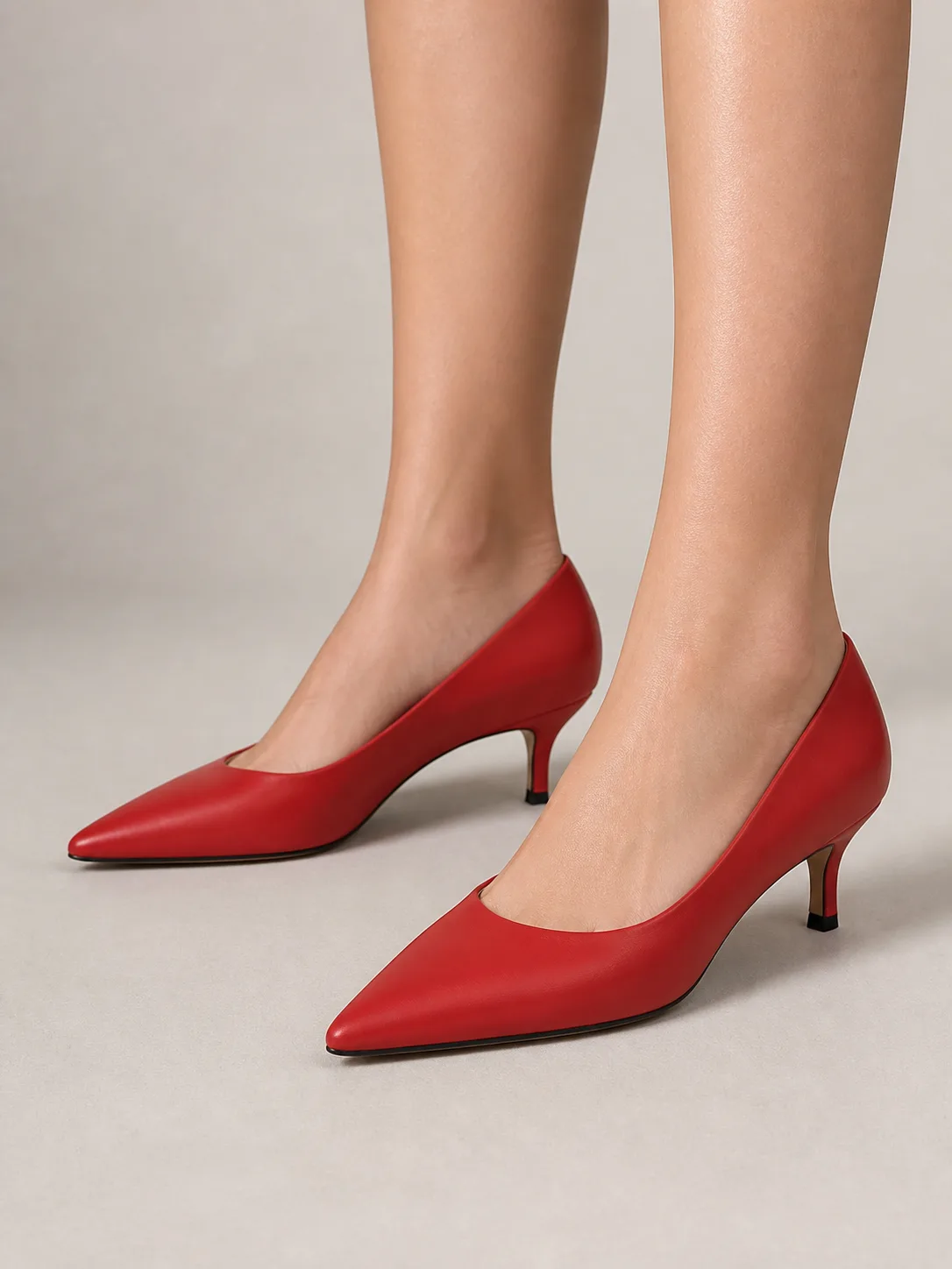 RED POINTED KITTEN HEEL PUMPS PRODUCT91 — photo 1