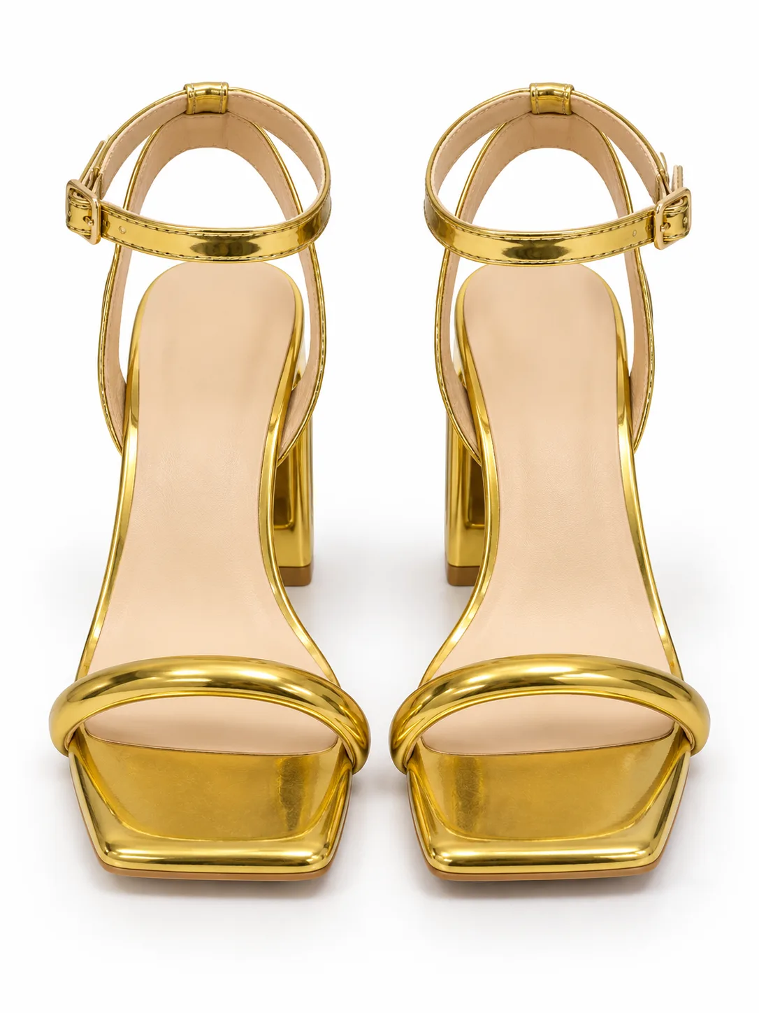 GOLD THIN STRAP WINDOW HEEL SANDALS 415 — photo 1